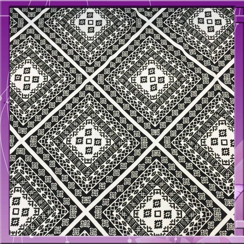 Rayon Challis Black and White Squares