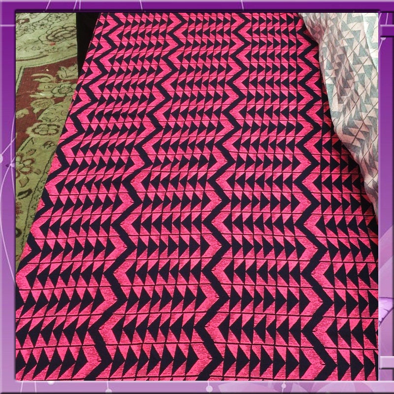 Rayon Challis Geometric Pink and Blue