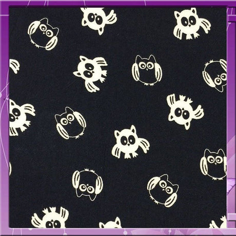 Rayon Challis Owl Print Navy Blue