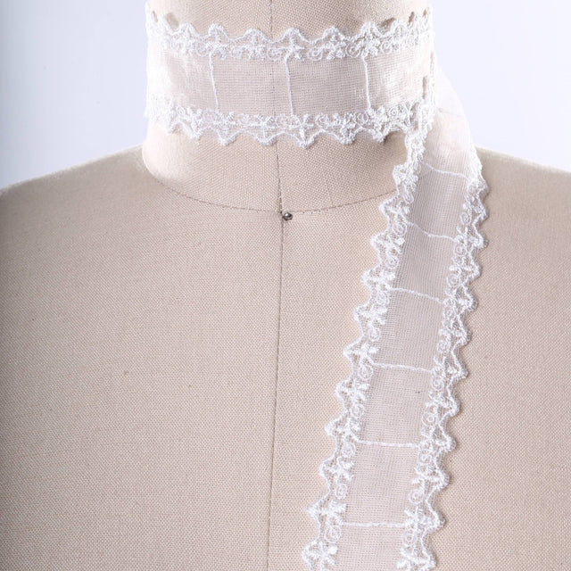 Ivory Polyester Sheer Lace Trim