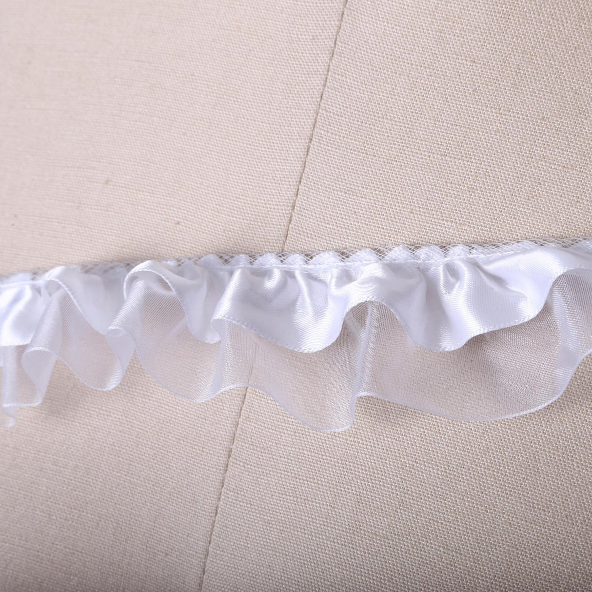 Ruffle Trim White Satin Organza 1.5 Inch