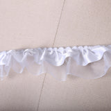 Ruffle Trim White Satin Organza 1.5 Inch