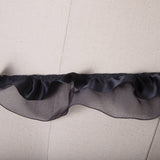 Ruffle Trim Black Satin Chiffon 1.5in