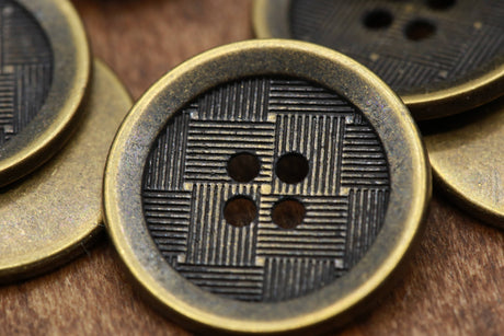 Brass Metal Button 4-Pack 7/8 Inch