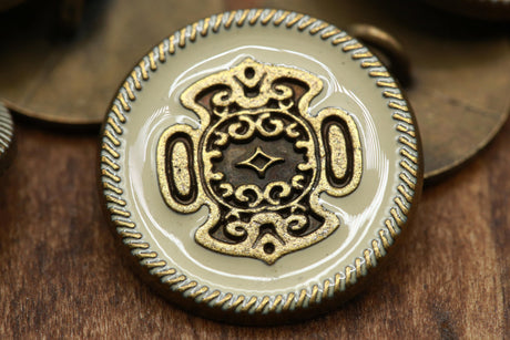 Brass Metal Shank Button Ivory Back