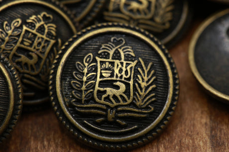 Metal Shank Button Antique Brass Jackal Crest
