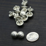 Metal Shank Button Silver Vine Dome 14L