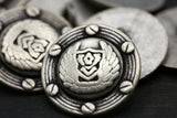 Metal Shank Button Silver Black Detailing 32L