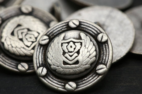 Metal Shank Button Silver Black Detailing 32L