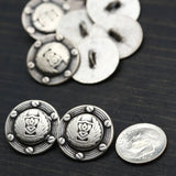 Metal Shank Button Silver Black Detailing 32L