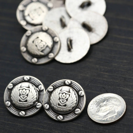 Metal Shank Button Silver Black Detailing 32L