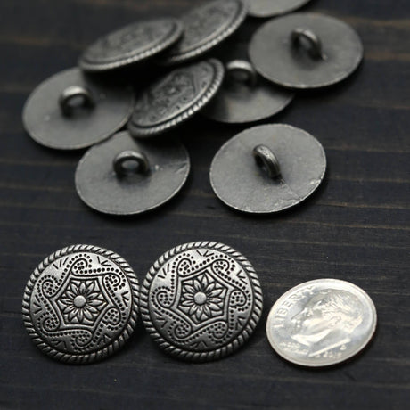 Flower Design Gunmetal Button 30L 19mm