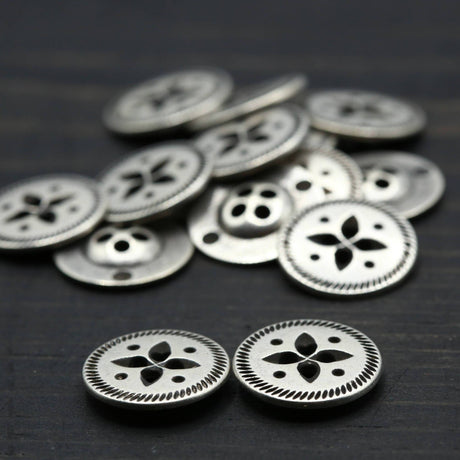 Metal Button Silver Almonds and Dots