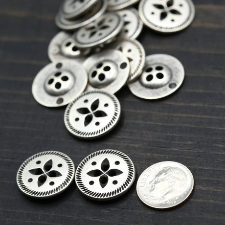 Metal Button Silver Almonds and Dots