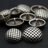 Metal Button Checkered Silver Shank