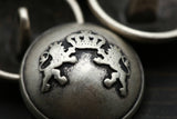 Metal Button Antique Silver Lion Crown 40L
