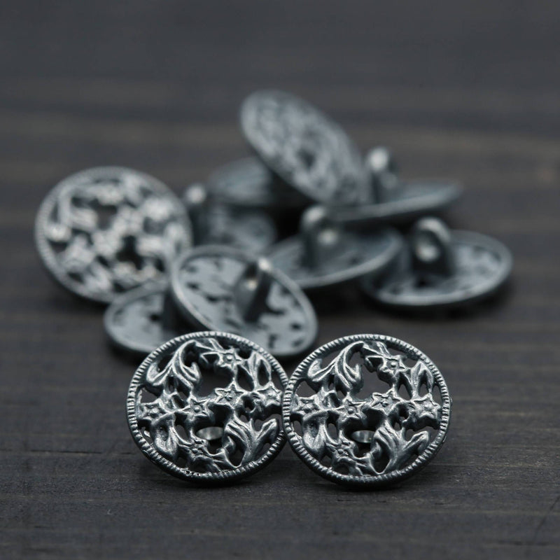 Shank Button Gunmetal Charcoal 24L 15mm