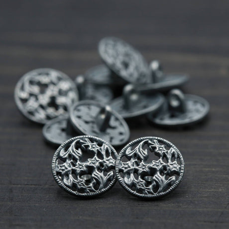 Shank Button Gunmetal Charcoal 24L 15mm