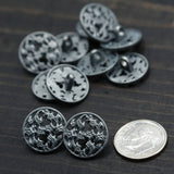 Shank Button Gunmetal Charcoal 24L 15mm