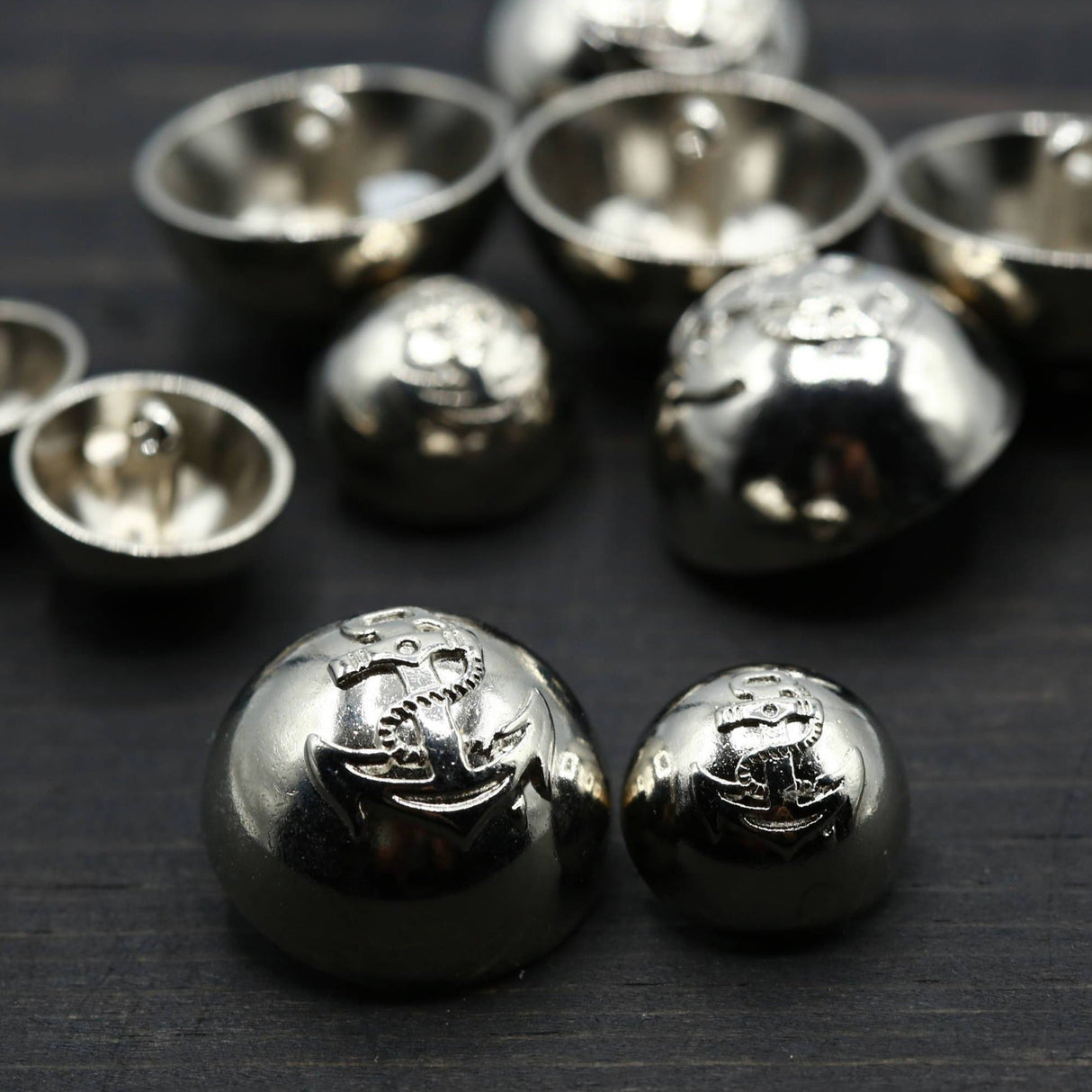 Metal Button Silver Half Dome Nautical