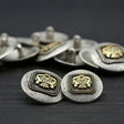 Metal Button Antique Gold Silver Scratched Effect