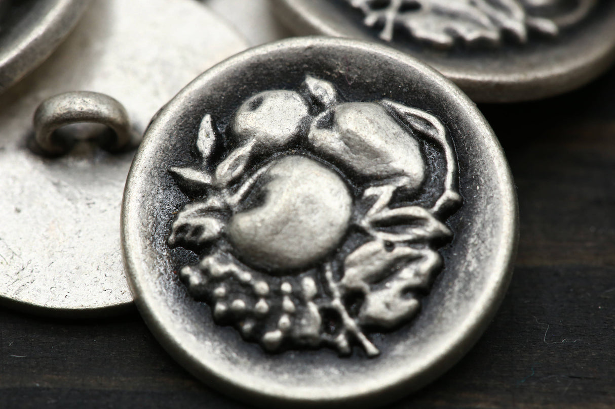 Silver Fruit Design Metal Button 36L