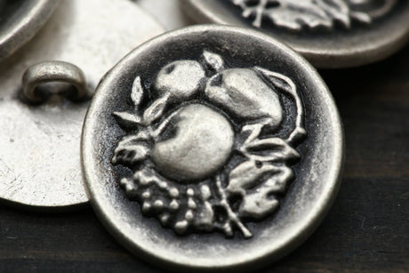 Silver Fruit Design Metal Button 36L