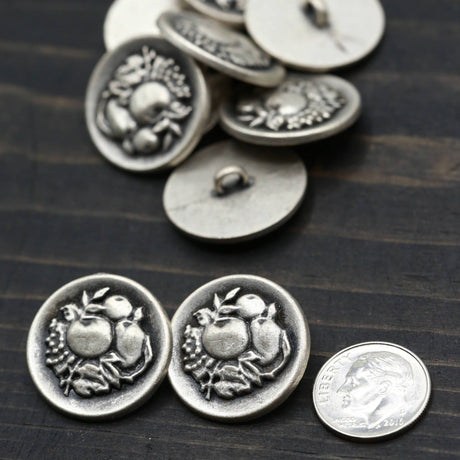 Silver Fruit Design Metal Button 36L