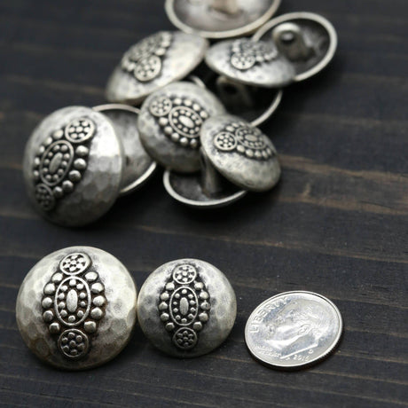 Silver Mallet Effect Metal Shank Button