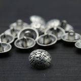 Metal Button Silver Contemporary Flowers 24L