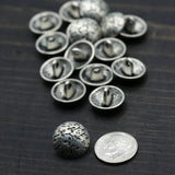 Metal Button Silver Contemporary Flowers 24L