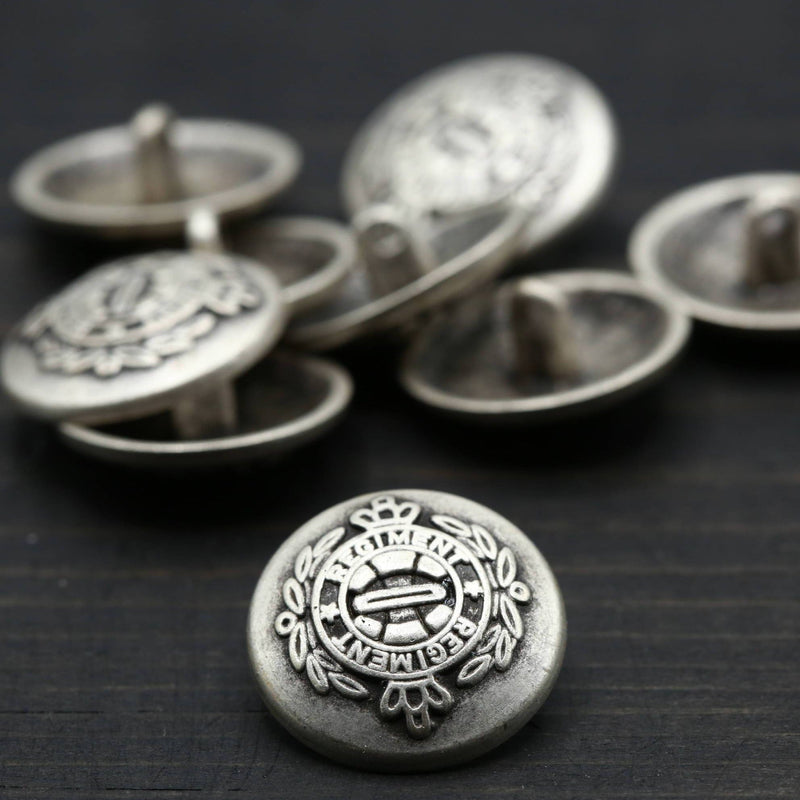 Silver Regiment Metal Shank Button 22 mm