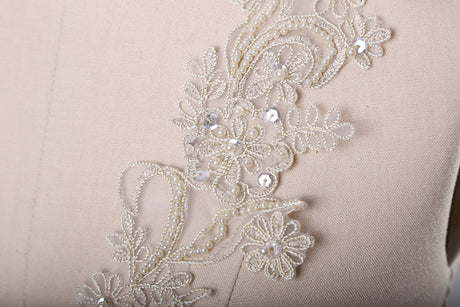 Beaded Lace Applique Pair Antique Gold