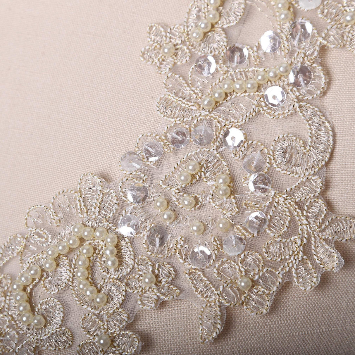 Lace Applique Antique Gold Champagne Beige
