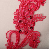 Beaded Lace Applique Coral Pink