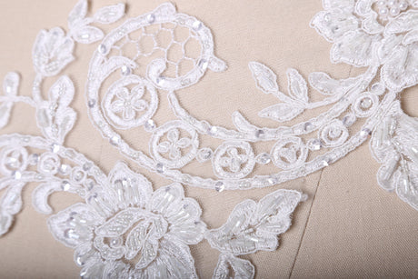 Beaded Lace Applique Ivory White