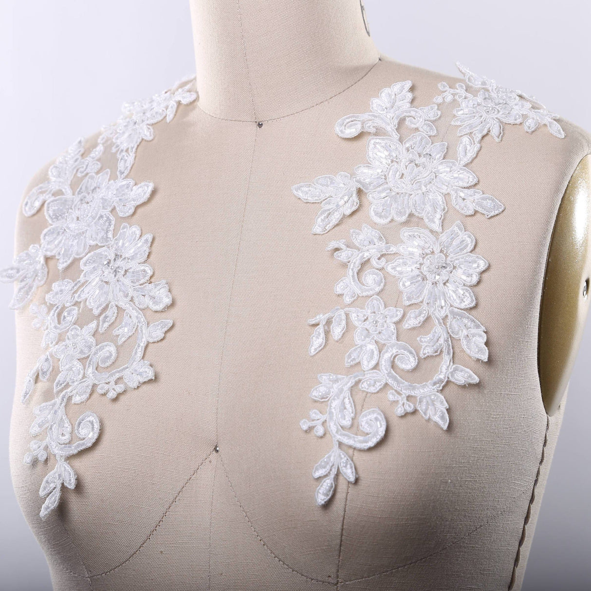 Beaded Applique White Ivory