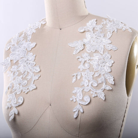 Beaded Applique White Ivory