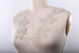 Beaded Flower Lace Applique Champagne