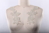 Beaded Flower Lace Applique Champagne