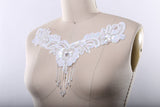 Sequin V-Shaped Applique with Beaded Fringe