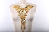 Beaded Sequined Neck Applique Gold