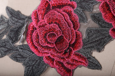 Flower Applique Embroidered Pink Olive