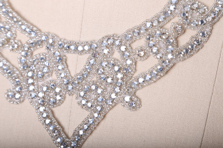 Beaded Rhinestone Neckline Applique