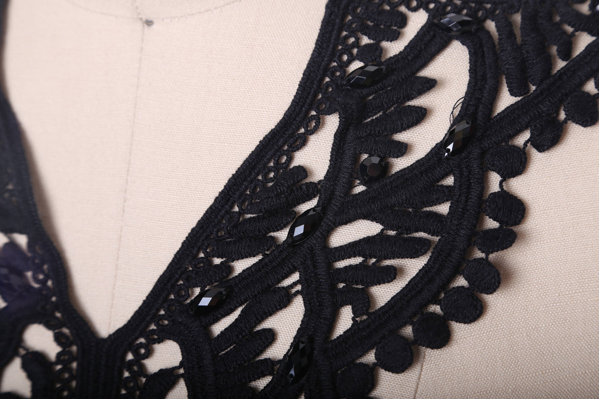 Black Cotton Neckline Applique