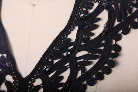 Black Cotton Neckline Applique