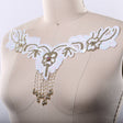 Sequin V-Shaped Applique with Beaded Fringe