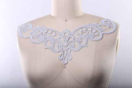 Silver Metallic Venice Lace Applique