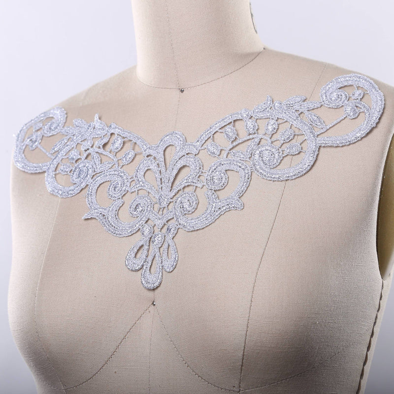 Silver Metallic Venice Lace Applique