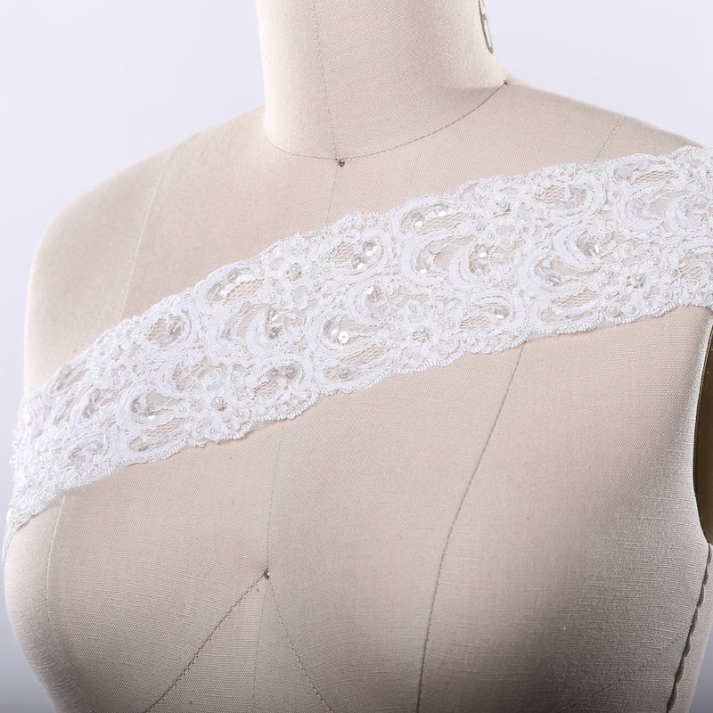 Bridal Lace Trim White Ivory Beaded Cording